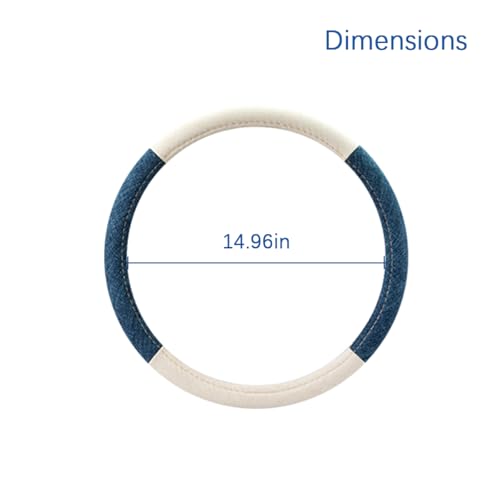 Zpana Car Steering Wheel Cover, 15" Linen Breathable Soft Anti-Slip Full Surround Vehicle Steering Wheel Protector, Automobile Interior Protection, Universal for Sedan Truck SUV (Blue/White) - color: Blue/White
