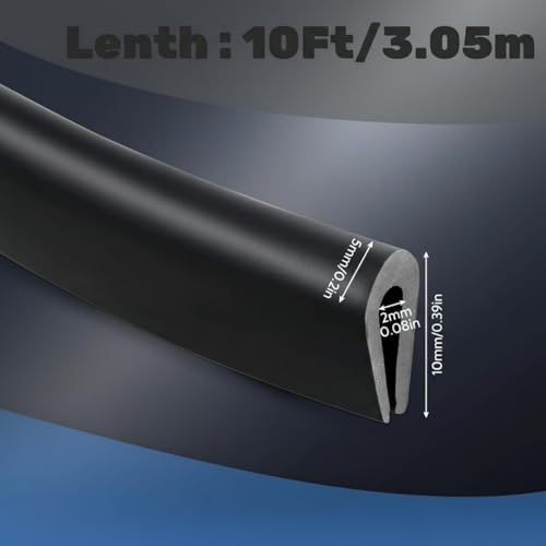 Rubber U Channel Edge Trim, Door Seal Strip, Fits Edge up to 1/16 Inch (1. 6mm) U Shape Weather Stripping(10 Feet,Black) - color: Black, size: 10 Feet