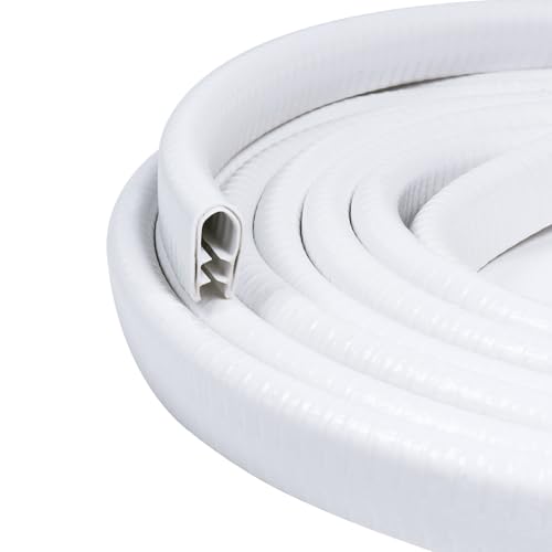 Edge Trim White U-Channel Rubber Trim Edge with Steel 1/2" X 3/8" - Fit Gap 3/64" to1/4 Car Door Edge Sealing Strip PVC Weather Stripping with Metal, Metal Edge Protector, 20FT - color: White, size: 20Feet