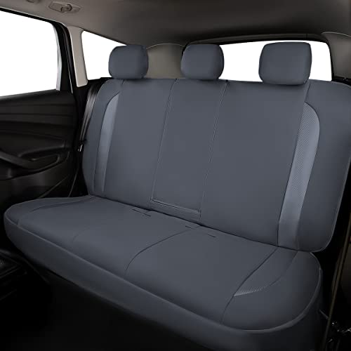 Flying Banner car seat Covers Protects Water Proof Faux Leather Carbon Fiber Front and Rear Bench Split 40/60 50/50 60/40(Gray Gray, Full Set - 8PCS) - color: Gray Gray, size: Full Set -- 8PCS