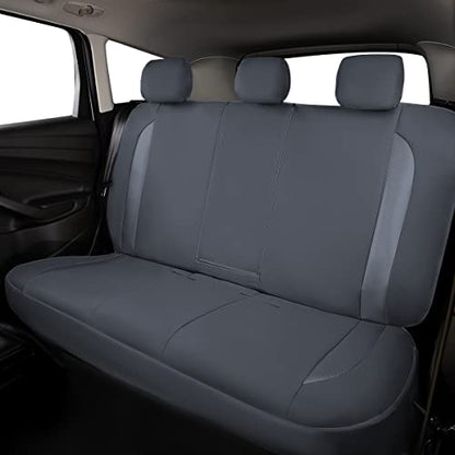 Flying Banner car seat Covers Protects Water Proof Faux Leather Carbon Fiber Front and Rear Bench Split 40/60 50/50 60/40(Gray Gray, Full Set - 8PCS) - color: Gray Gray, size: Full Set -- 8PCS