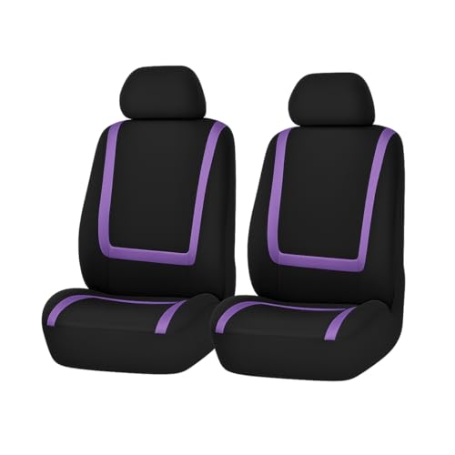 BELOMI Car Seat Covers Only, Breathable Premium Cloth Auto Seat Cover, Universal Front and Rear Seat Covers, Automotive Interior Accessories for Most Cars Trucks SUV (Black/Purple) - color: Black/Purple, size: 4PCS