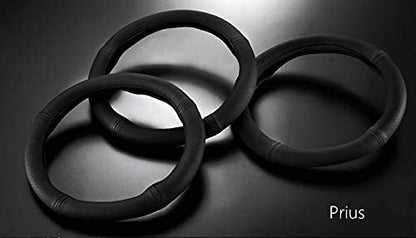 Customized for Toyota Prius Microfiber Leather Steering Wheel Cover for Prius C Aqua 2010 2011 2012 2013 2014 2015 2016 2017 2018 2019 Black Car Special Design YR01B