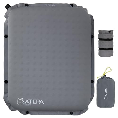 ATEPA Inflatable Seat Cushion, Compact Self-Inflating Seat Cushion for Stadium Airplane Air Travel Bleacher Camping, Blow Up Foam Seat Pad for Outdoor Sports Events Backpacking Hiking Sitting - color: XL Grey