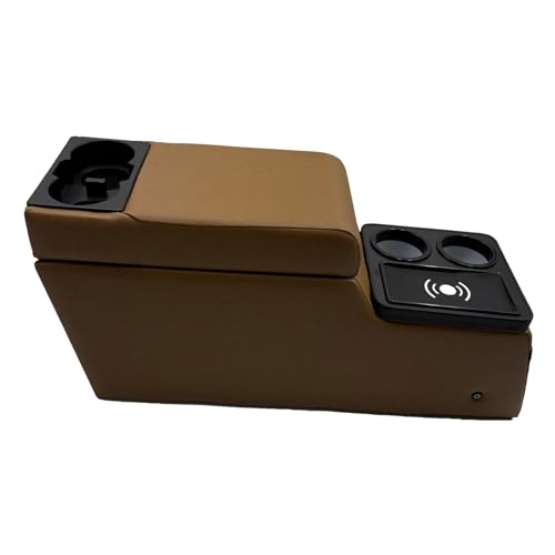 Truck Center Console Truck Seat/Bench Organizer with Wireless Charging and Holder Cups for Jeep CJ5 1976-1983,Jeep CJ7 1976-1986,Jeep Wrangler(YJ) 1987-1995 (Brown) - color: Brown