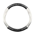 Ergocar Car Steering Wheel Sleeve, Round Forged Carbon Fiber and Leather Material Steering Wheel Sleeve, 37-38cm/14.5-15inch, Non-Slip, Soft, Breathable, Sports Style