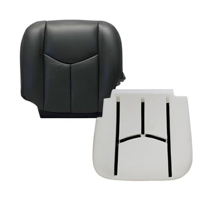 #692 or 69i Dark Gray Driver Side Bottom Foam Cushion ＆Replacement Seat Cover Leather Fit for Chevy Silverado Avalanche Tahoe Suburban/GMC Sierra Yukon 2003 2004 2005 2006 - color: Dark Gray