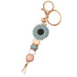 Flower Charm for Women Cute Keychain for Car Keys Silicone Bead Purse Charms for Handback Key Ring - color: Gree