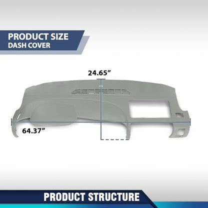 PIT66 Dash Cover Dashboard Compatible with Chevy Silverado 2007-2013 (LS, LT, or Work Truck ONLY), Fit GMC Sierra 2007-2013 (SL, SLE, or Work Truck ONLY), Fit Dual Glovebox Style Dashes Only Gray - size: 2007-2013 Silverado/Sierra(Gray | Set)