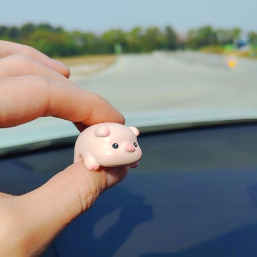 Cute Animal Rear View Mirror Accessories, Car Center Screen Decoration Dashboard Ornament, Car Accessories Interior for Women/Men Computer Monitor Decor - style: Piggies