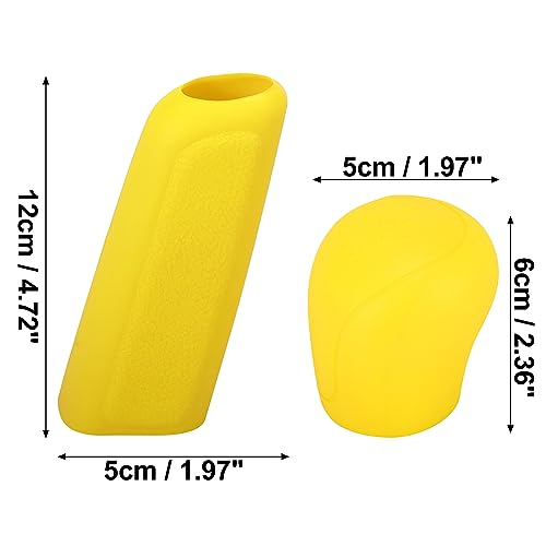 X AUTOHAUX Car Handbrake Cover Gear Shift Knob Cover Car Shifter Protector Set Universal Silicone Yellow