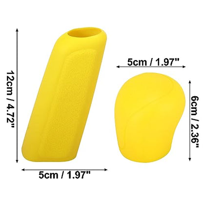 X AUTOHAUX Car Handbrake Cover Gear Shift Knob Cover Car Shifter Protector Set Universal Silicone Yellow