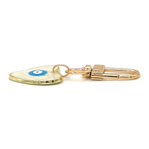 Evil Eye Keychains Sweat-heart Keychains Protection Charm for Women Men Car Key Ring Bag Purse Accessories - color: White