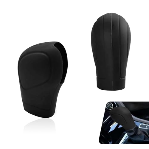 2 PCS Gear Shift Knob Cover, Silicone Anti-slip Scratch-resistant Shift Knob Protector, Water-proof Highly Stretchable Handbrake Cover, for Most Manual Transmission Cars (Black)