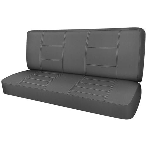 Truck Bench Seat Cover Compatible with 1961-1987 Chevy C10/20 & K10/20, Heavy Duty Knitted Fabric with Sponge Seat Cushion - color: charcoal
