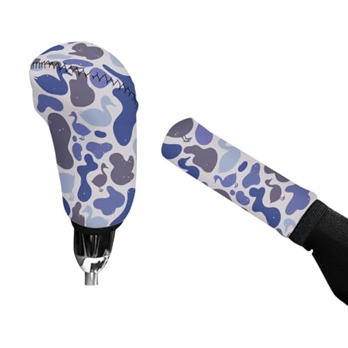 KEIAHUAN Car Gear Shift and Handbrake Cover Duck Camo Hunting Anti-Scratch Shift Gear Knob Covers Universal Fits for Sedans,SUVs,Trucks - color: Blue Duck Camo Hunting