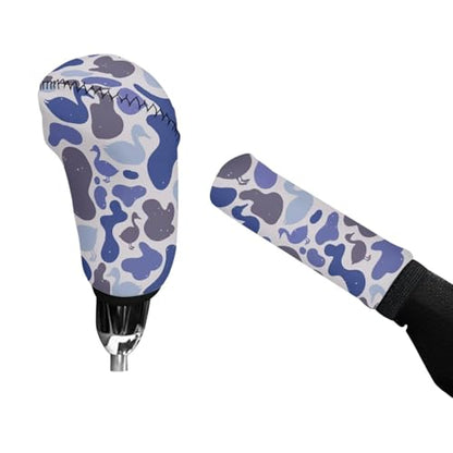 KEIAHUAN Car Gear Shift and Handbrake Cover Duck Camo Hunting Anti-Scratch Shift Gear Knob Covers Universal Fits for Sedans,SUVs,Trucks - color: Blue Duck Camo Hunting