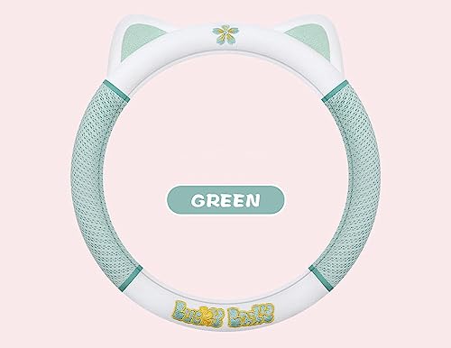 Women's Cartoon Steering Wheel Cover Comfortable, Breathable, Non-Slip All-Season Car Accessory Universal 15-inch Fit Suitable for Sedans, Pickup Trucks, and SUVs(Green) - color: Green