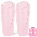 Car Trash Can, 2 Packs Mini Car Trash Bin with Lid, Leakproof Cup Holder Car Garbage Can with 60 Trash Bags, Vehicle Front Back Seat Organizers and Storage for Car, Home, Office, Pink - color: Pink