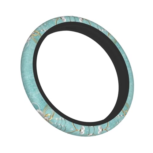 Pearl Christmas Angel of Joy Aqua Circle Steering Wheel Cover,Warm in Winter and Cool in Summer,15 in Universal Accessory for Car Fashion Elastic Breathable Silicone Anti-Slip Decor for Men Women - color: Pearl Christmas Angel Of Joy Aqua Circle