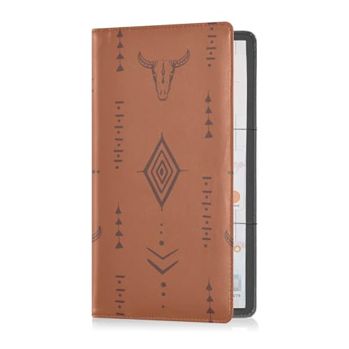linqin Car Registration and Insurance Card Holder, Western Bull Boho Glove Box Organizer Card Document Wallet - color: Western Bull Boho