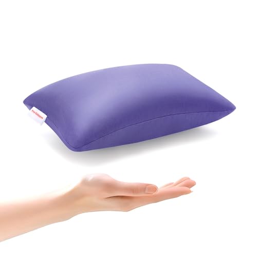 Pro Goleem Small Pillow 11"x7"x2.5" for Camping and Traveling with Name Tag Mini Tiny Pillow for Toddler Sleeping and Chair Car Air Nap Neck Lumbar Knee Rest Pillows, Lavender - color: Lavender