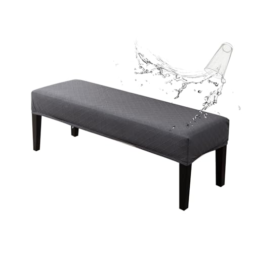 Genina Stretch Dining Bench Covers, Waterproof Stretch Jacquard Bench Seat Protector Cover, Rectangular Bench Cover for bedrooms, Living Rooms, Kitchens, Removable, Washable - color: Dark Grey, size: Argyle