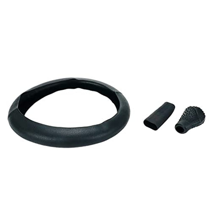 Modengzhe Steering Wheel Cover with Handbrake Cover & Gear Shift Cover,Universal Silicone Anti-Slip Design Car Accessories Interior Steering Wheel Cover Set,Pack of 3,Black - color: Black