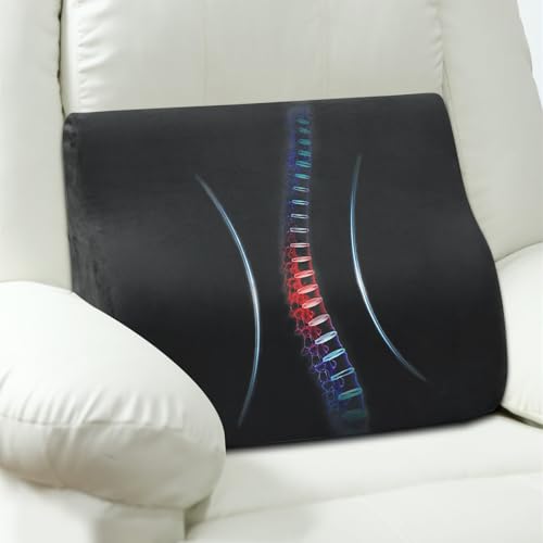 Lumbar Support Pillow for Recliner Chair and Couch, Memory Foam Back Cushion Ergonomic Large Back Support Pillow for Lower Back Pain Relief, with Soft Velvet - color: Black