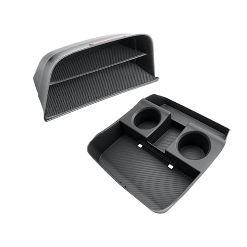 BIBIBO 2Packs for 2026 Hyundai Palisade Center Console Organizer 2026 Hyundai Palisade (SE, SEL, SEL Convenience, SEL Premium, XRT Pro, Limited, Calligraphy)Under Console Insert Tray+Divider Organizer - color: Black-(Console Under+Insert shelf)