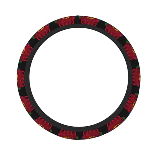 Lion Eritrea Eritrean Flag Breathable Neoprene Steering Wheel Cover - Anti-Slip Floral Design Universal Fit for Cars/Trucks/Suvs (14.5"-15" Inch) - color: Lion Eritrea Eritrean Flag