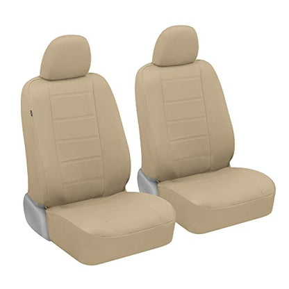 BDK carXS Beige Leather Car Seat Covers Front Seats Only, 4-Piece Faux Leather, Includes Front Seat Covers, Automotive Seat Covers for Trucks SUV - color: Beige, size: Front Seat Covers