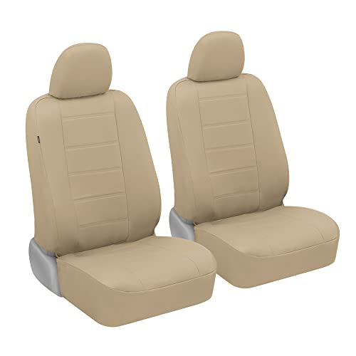 BDK carXS Beige Leather Car Seat Covers Front Seats Only, 4-Piece Faux Leather, Includes Front Seat Covers, Automotive Seat Covers for Trucks SUV - color: Beige, size: Front Seat Covers