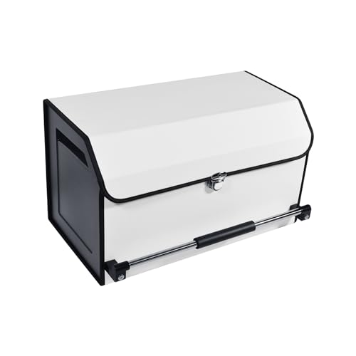 Car Trunk Organizer, Leather Collapsible Trunk Organizer for suv with Lid and Push-pull Handle Car Trunk Storage Organizer for Cars, SUV, Minivan, Truck, Sedan (White) - color: White, size: Large