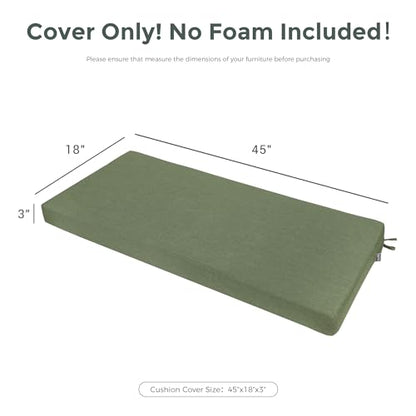 Magpie Fabrics Patio Bench Loveseat Cushion Covers (Replacement Cover only, No Insert!), Waterproof Fade Resistant Swing Cushion Slipcover with Ties(45x18x3 Inch, Green) - color: Green, size: 45x18x3 Inch (1 Count)