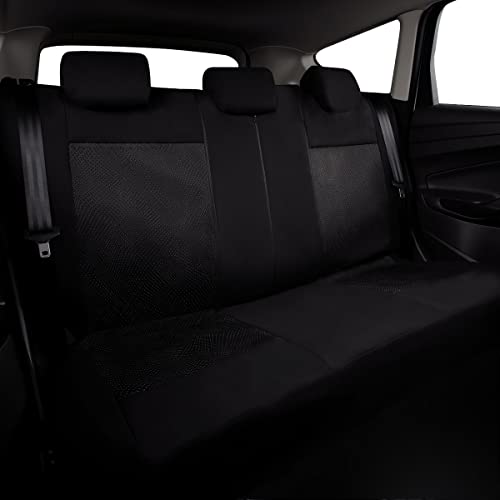 Flying Banner Car Seat Covers Full Set Universal fit Most Car,Truck,SUV and Van Comfortable Airbag Compatible Jacquard & Polyester (Full Set - Low Back, Black Gray Thread) - color: Black Gray Thread