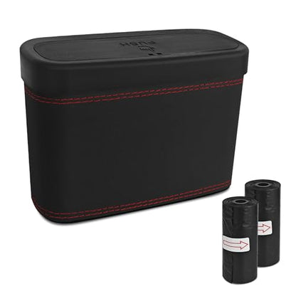 Car Trash Can with Lid, Car Trash Bin, Leakproof Vehicle Garbage Can with 30PCS Garbage Bags, Waterproof Auto Hanging Dustbin Storage Bag Container Accessories Fit SUV Office Home (Black-1PCS) - color: Black-1PCS