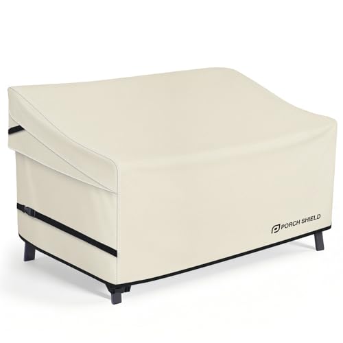 Porch Shield Waterproof Outdoor Bench Sofa Cover – Patio 2 Seater Loveseat Cover 56W x 31D x 33H inch, Beige - color: Beige, size: 56"W x 31"D x 33"H