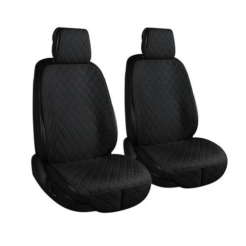 ENOGE Linen Car Seat Covers Front Seat Covers Breathable Cloth Fabric Car Seat Protector Universal Fit Most Automotive, Van, SUV, Trucks (Black, 2 Front) - color: Linen-Black-2