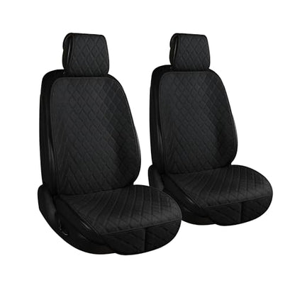 ENOGE Linen Car Seat Covers Front Seat Covers Breathable Cloth Fabric Car Seat Protector Universal Fit Most Automotive, Van, SUV, Trucks (Black, 2 Front) - color: Linen-Black-2