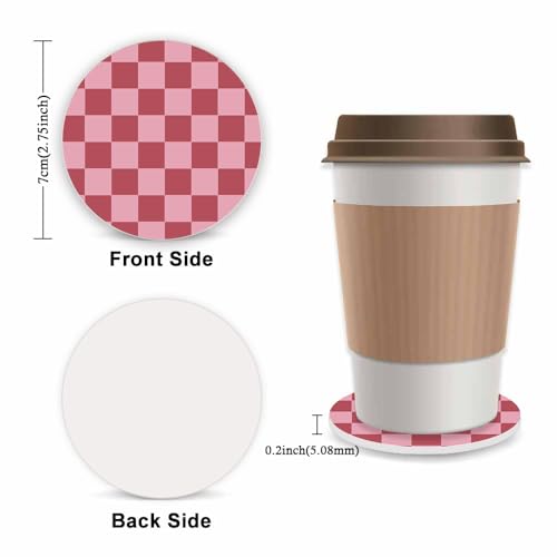 Red Checkered Steering Wheel Cover for Women, Universal Auto Steering Wheel 14-15 Inch Car Interior Accessories with 2PCS Car Coasters, Suitable for Men and Women - color: red2