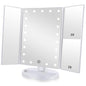 Tri-fold Lighted Vanity Makeup Mirror with 3x/2x Magnification,Light up Mirror for Makeup,Touch Screen 21 LEDs,180° Rotation Countertop Cosmetic Mirror,Gifts for Women Mom Teen Girls
