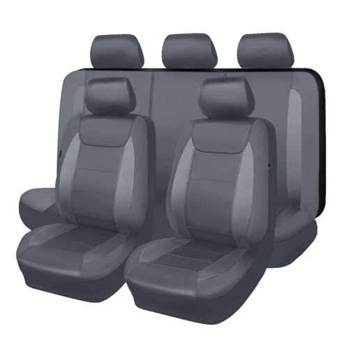 Flying Banner car seat Covers Protects Water Proof Faux Leather Carbon Fiber Front and Rear Bench Split 40/60 50/50 60/40(Gray Gray, Full Set - 8PCS) - color: Gray Gray, size: Full Set -- 8PCS