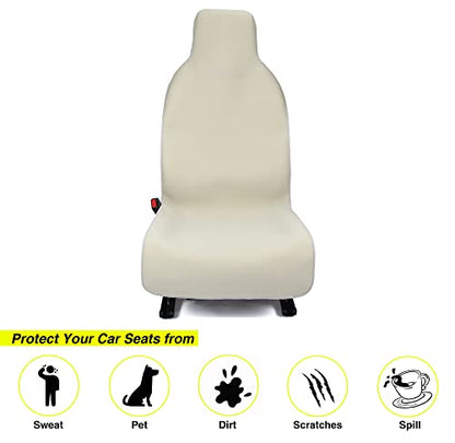 Waterproof Neoprene Car Seat Cover, Sweatproof Non-Slip Seat Protector, Universal Fit for Front Bucket or Rear Bench Seat of Cars, SUVs, Vans, Trucks, Compatible with Airbags and Armrests - color: Khaki