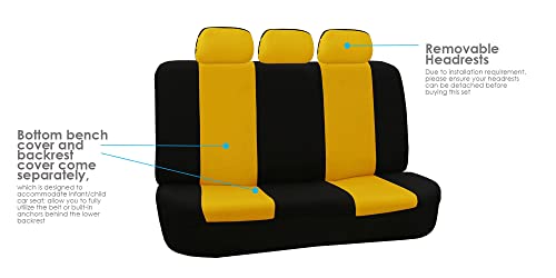FH Group Flat Cloth Full Set Car Seat Covers Three Row 7 Seater - Universal Fit for Cars, Trucks & SUVs Yellow - color: Yellow