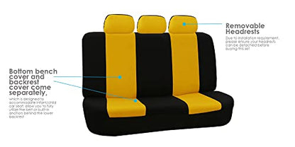 FH Group Flat Cloth Full Set Car Seat Covers Three Row 7 Seater - Universal Fit for Cars, Trucks & SUVs Yellow - color: Yellow