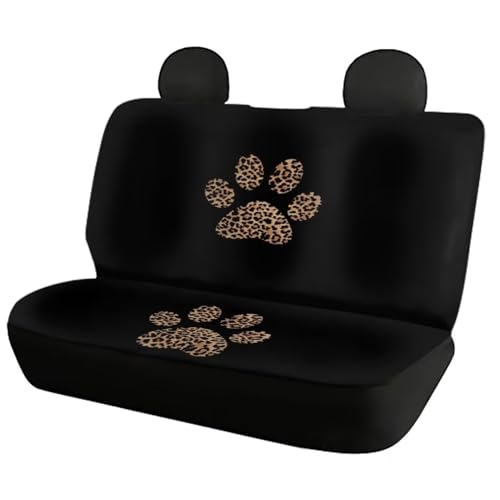Howilath Brown Leopard Dog Paw Print 4 Pieces Car Seat Covers Full Set Auto Interior Accessories Universal Fit for Most Cars Trucks Suvs Vans - color: Leopard Puppy Footprint Design