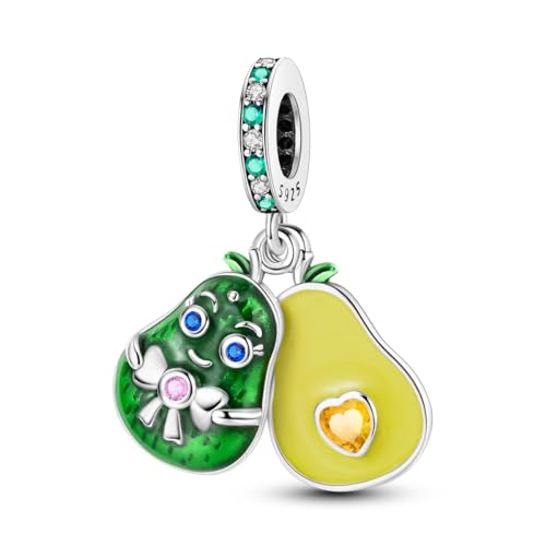 NARMO Charms for Bracelets 925 Sterling Silver Star Dangle Charms Car Keys Lipstick Dangle Charm Beads for Women Bracelets Necklace - color: Avocado