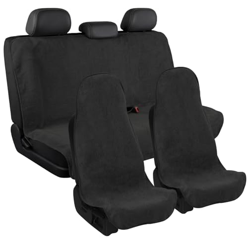 Waterproof Car Seat Cover Full Sets Interior Sets Universal Fits Car Sweat Towel for Trucks SUV Van Car Seat Protector Black Protector Cloth Seats Pack of 3 - color: Black, size: Full Set