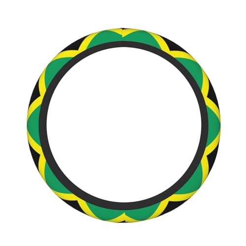 Jamaica Flag Jamaican Car Steering Wheel Cover,Non-Slip Elastic Neoprene-Sweat Car Accessories,Universal 15 Inch Fit Auto, Vans Trucks,Suvs, Truck - color: Jamaican Flag